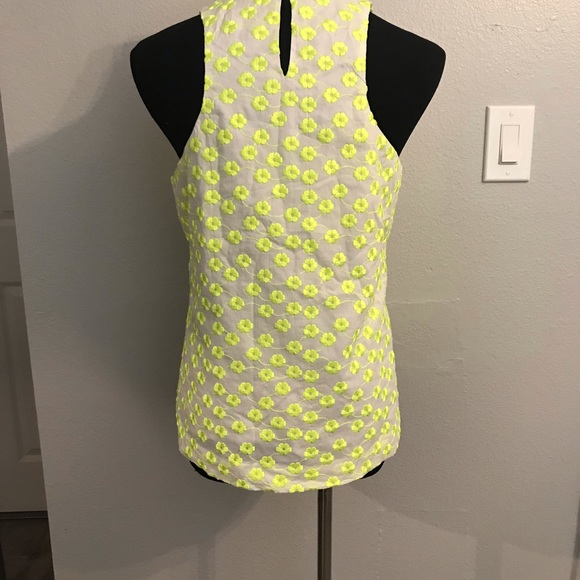 J crew embroidered yellow floral racer back - Picture 4 of 7